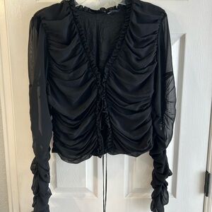 Black long sleeve sheer going out top